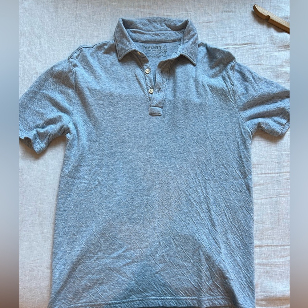 Faherty Cloud Cotton Polo - Medium - Blue